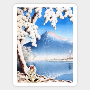 Ukiyo-e snow & mount fuji Mononoke Magnet
